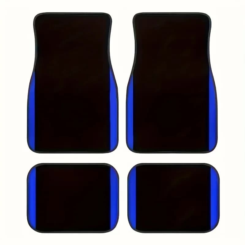 4pc Blue Stripe Car Floor Mats - All-Season Holiday, Easy Clean Install, Universal Fits Most Cars, Durable&Stylish, Perfect Gift