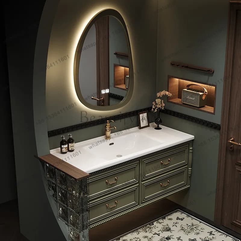 LSRetro Decor Bathroom Storage Cabinet Oak Drawers Modern Home Bathroom Storage Cabinet Solid Wood Meuble De Rangement Furniture
