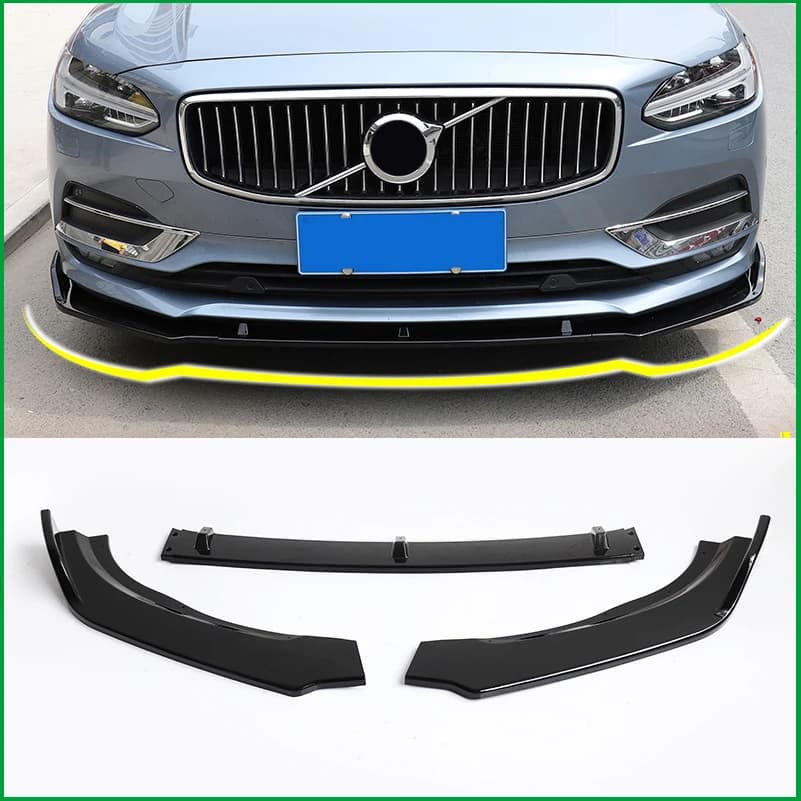 For Volvo S90 2016-2019 Front Bumper Lip Diffuser Protector Plate Spoiler Body Kit Cover Trim Strip Car Styling Auto Accessories