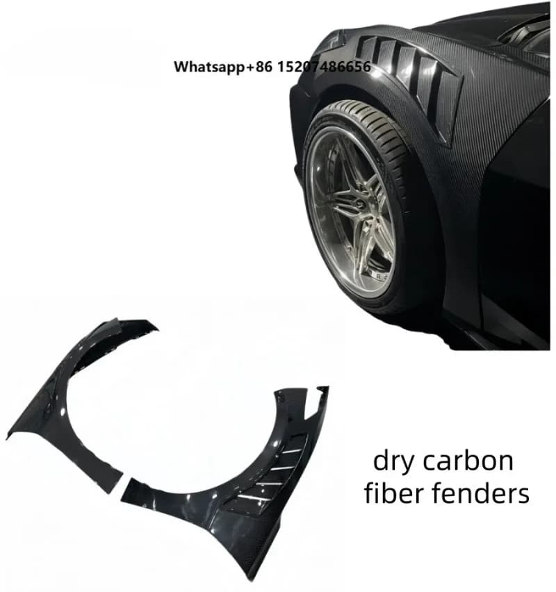 New  New Design Open Hole Dry Carbon Fiber Fenders for Corvette C8, Weight Halved, Perfectly Fit Original Car