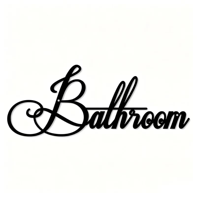 Black Aluminum Bathroom Sign Farmhouse Wall Decor Rust-Free Metal Letter Art Waterproof Hollow Cutout Plaque for Home Hotel