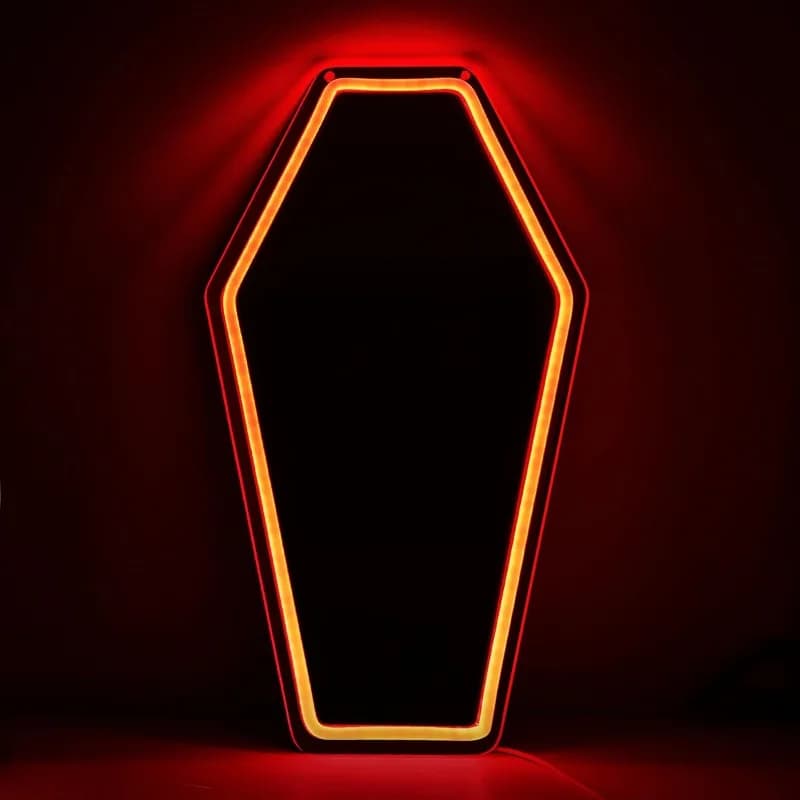 LED Mirror Neon Sign for Wall Decor,USB Powered Dimmable Light for Bedroom,Living Room,Bar,Make-up Mirror,Gift for Goth Lovers