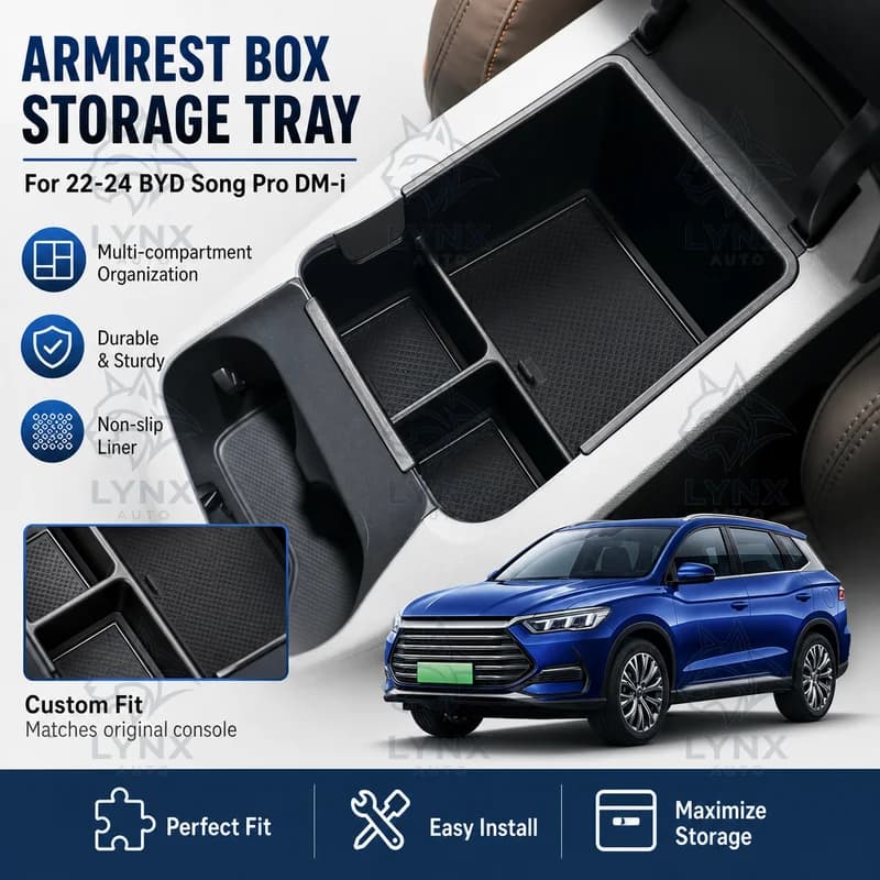 For 22-24 BYD Song Pro DM-i Armrest Box and Storage Organizer Center Console Insert Tray Car Modification Accessories