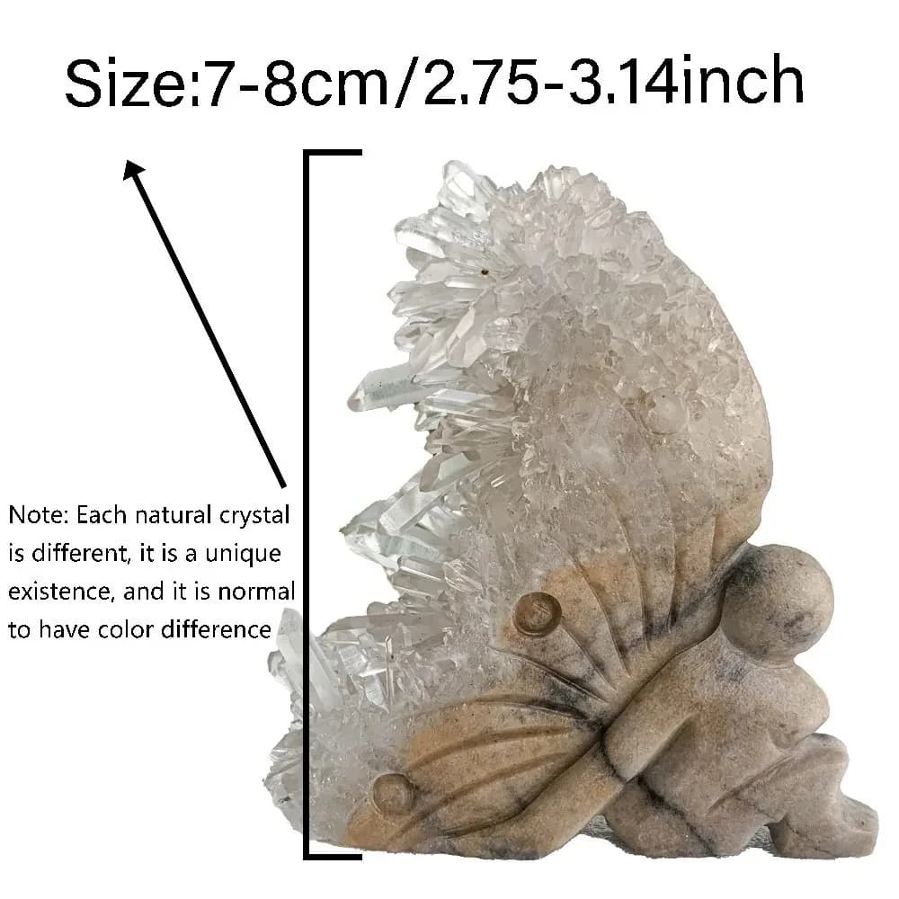 Natural Crystal Angel Statue Fairy Decor, Hand-Carved Geode Flower Cluster, Reiki Chakra Home Ornament, Healing Gift