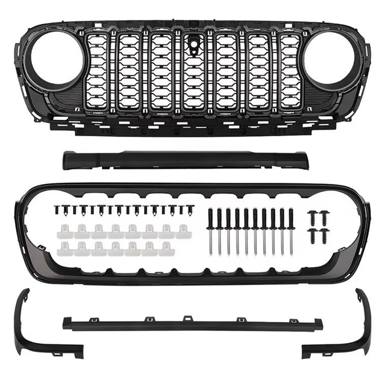 ABS Front Grille Grid Grill Guard With/No Camera Hole For Jeep Wrangler JL 2018+ Gladiator JT 2020+ JL1300
