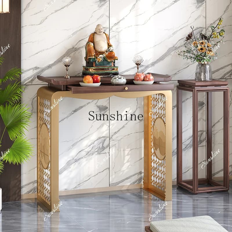 North American black walnut solid wood entrance table household new Chinese entrance table stainless steel  FT