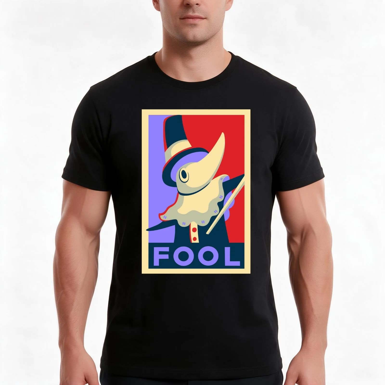 Excalibur FOOL Propaganda T-Shirt, Summer Casual Cotton Tee, Oversized Streetwear Tops, Vintage Graphic Print, Unisex Men Women