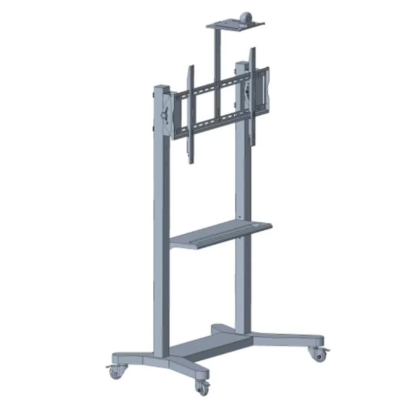2026 Adjustable 65 Inch Aluminum Mobile TV Stand LCD Floor Display Moving Cart For TV Screen/IFPD Display Racks