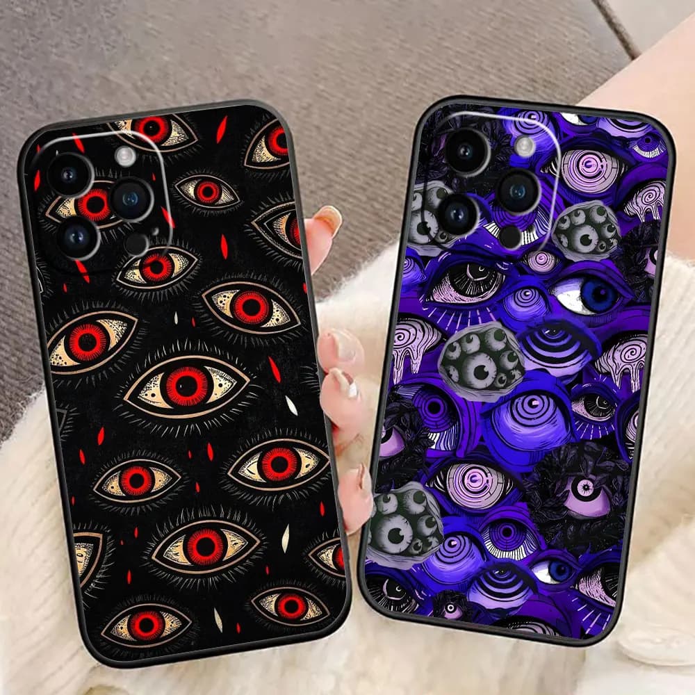 Spooky Scary Red Eye Cover Phone Case For iphone Apple 17 17E AIR 16E 16 15 14 8 7 Plus 13 12 11 XR Pro Max SE4 DIY Case Shell