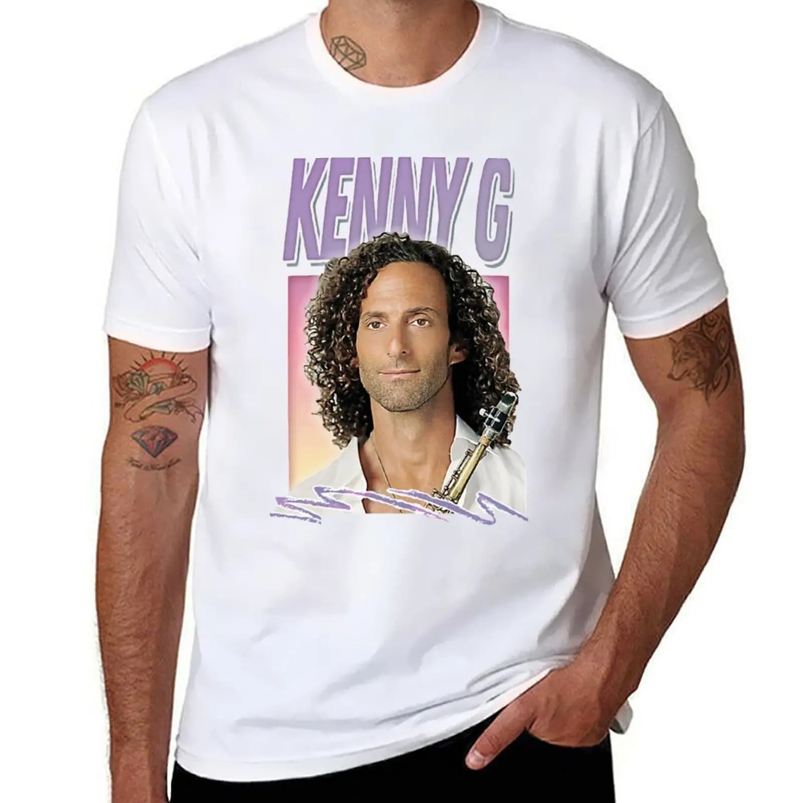 Retro 90s Kenny G T-Shirt black cotton t-shirt plain for man package t shirt personalised T-Shirt