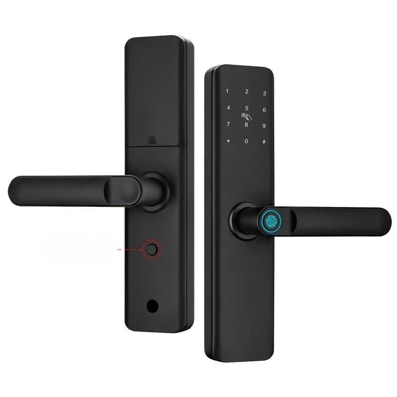 Open with one grip, handle fingerprint, door lock, smart lock