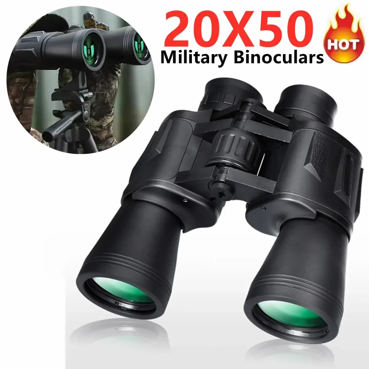 20X50 Military Binoculars HD Zoom BAK4-Prism Powerful Binoculars Professional Telescope For Outdoor Tactical Hunting Camping