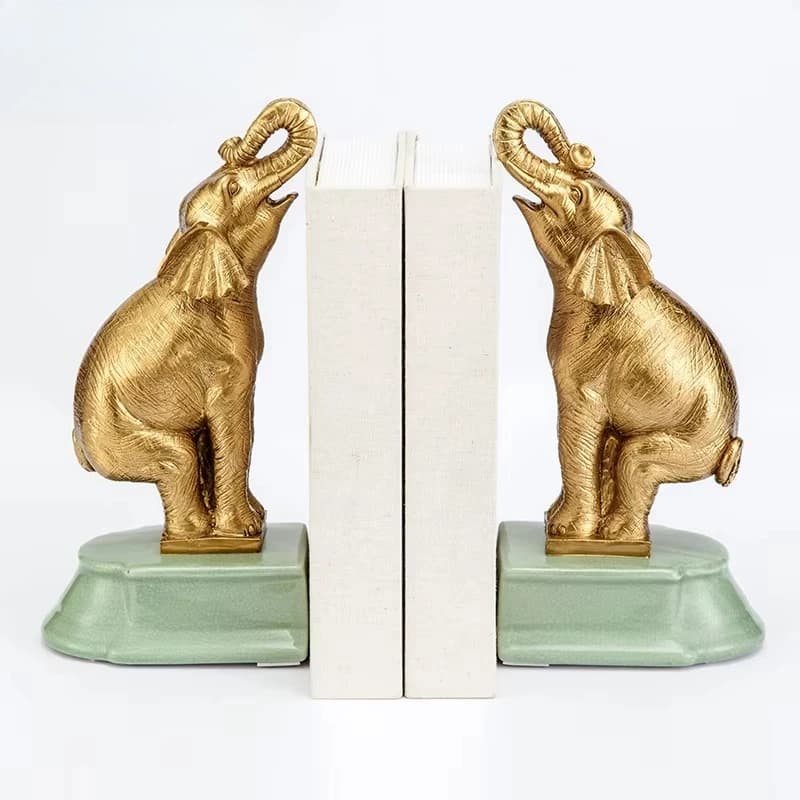 &c European Luxury Business Ornaments Pure Copper Elephant With Marble Base Book Holder Desk Book End Ornaments Accessories