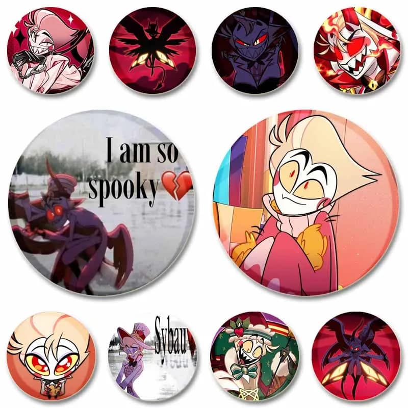 Cartoon Character Lucifer Morningstar Pins Horror Anime Button Brooch Lapel Badge on Backpack Hat Accessories Jewelry Kids Gifts