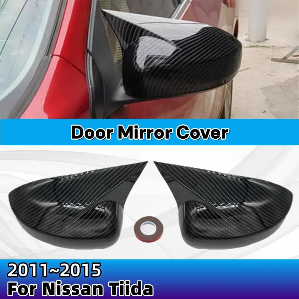Door Mirror Cover For Nissan Tiida Hatchback 2011 2012 2013 2014 2015 ABS Car Rearview Side Mirror Cover Car Decoration Upgrade