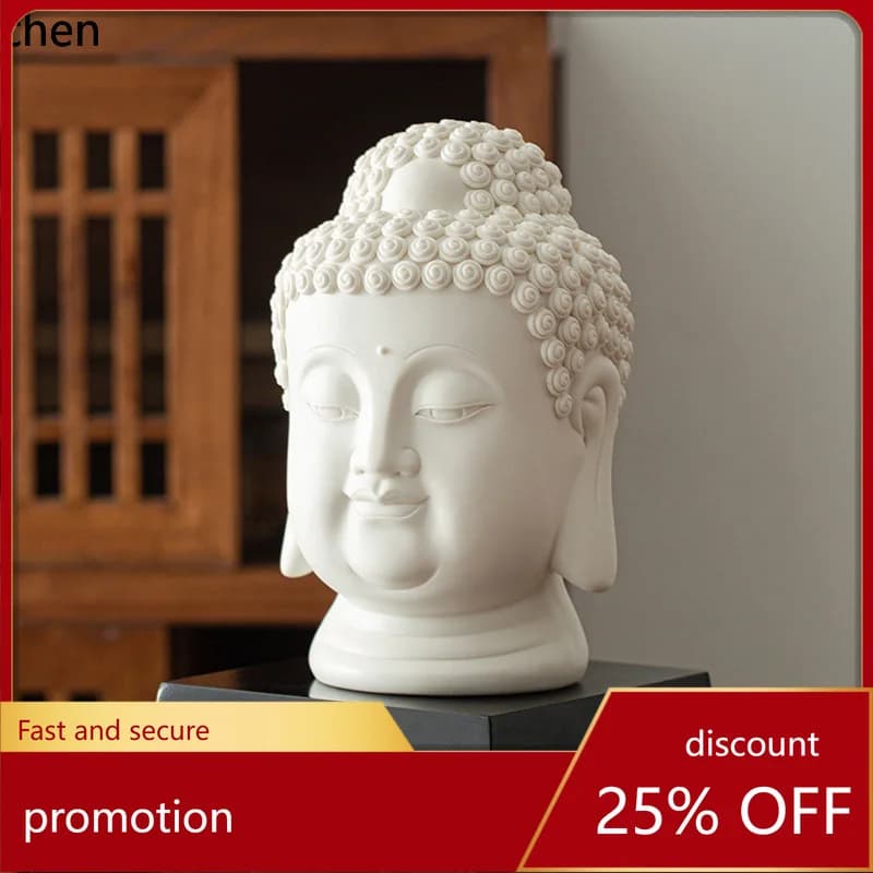 Cz1 chinese zen buddha head buddha statue ornaments ceramic large  amitabha tathagata buddha home decoration crafts