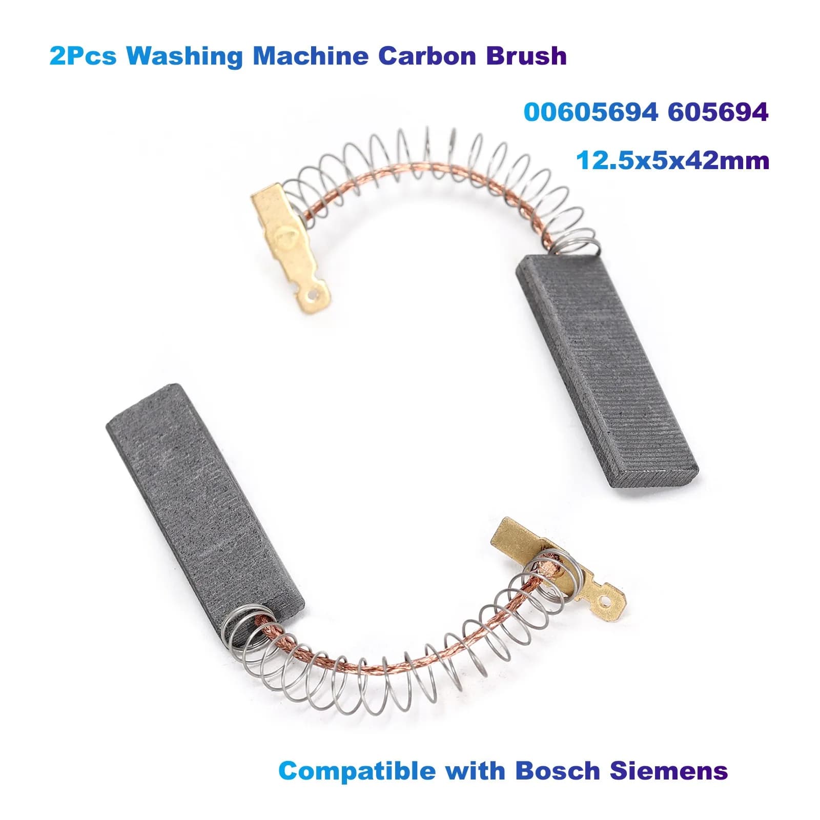 2Pcs Washing Machine Carbon Brush 00605694 605694 (12.5x5x42mm) Compatible with Bosch Siemens