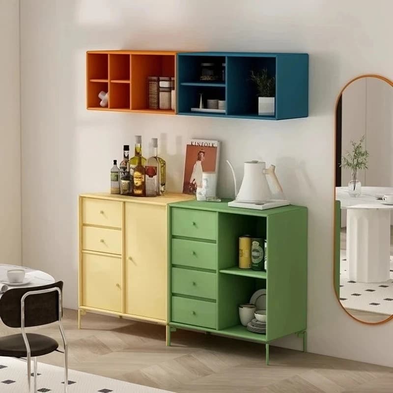 simple tone modern simple side cabinet combination Italian restaurant locker storage rack solid wood customization