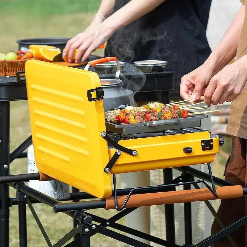 Portable Camping Card  Outdoor  Gas  Caska Magnetic Gas New Double Head Barbecue Stove