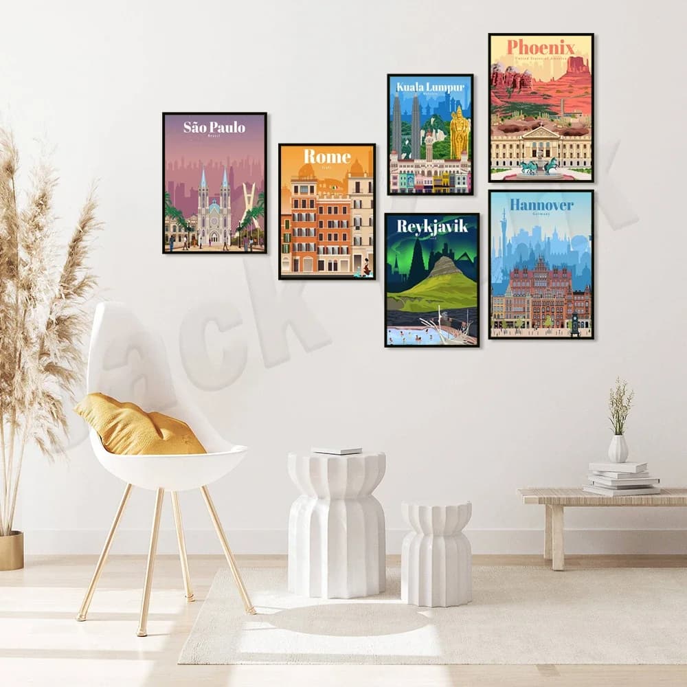 Reykjavik, Germany, Turkey, Kuala Lumpur, Malaysia, Russia, Kuwait City, Rome, Dubai, Barcelona, Phoenix city, skyline poster