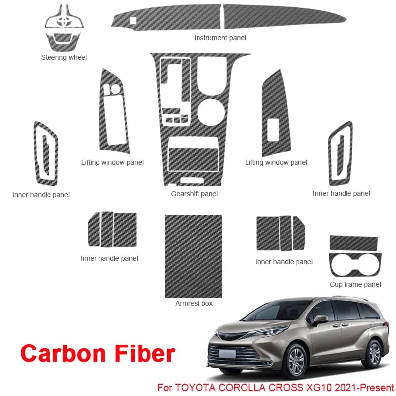For Toyota Sienna XL40 2021-2023 Car Interior Sticker Lifting Window Panel Decal Gear Box Dashboard Protective Film Accessory