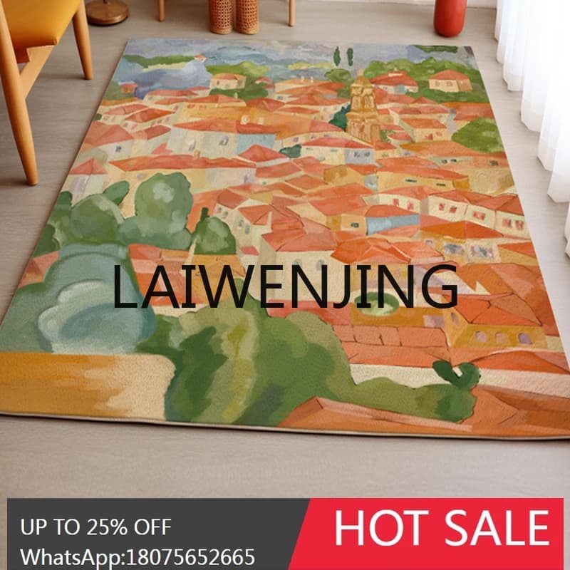 RWJ Oil Painting Style Living Room Carpet Sofa Table Carpet Bedside Reading Area Floor Mat Home