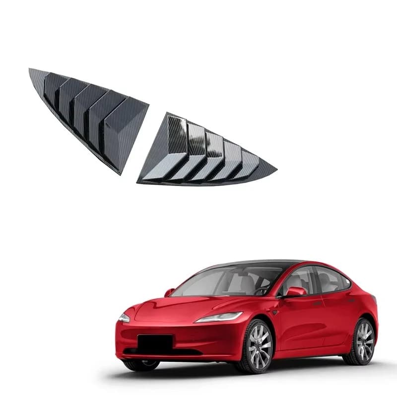 Easy-to-Install ABS Carbon Fiber Looking Louver Trim Rear Triangle Window for Teslas New Model 3 Exterior Accessories