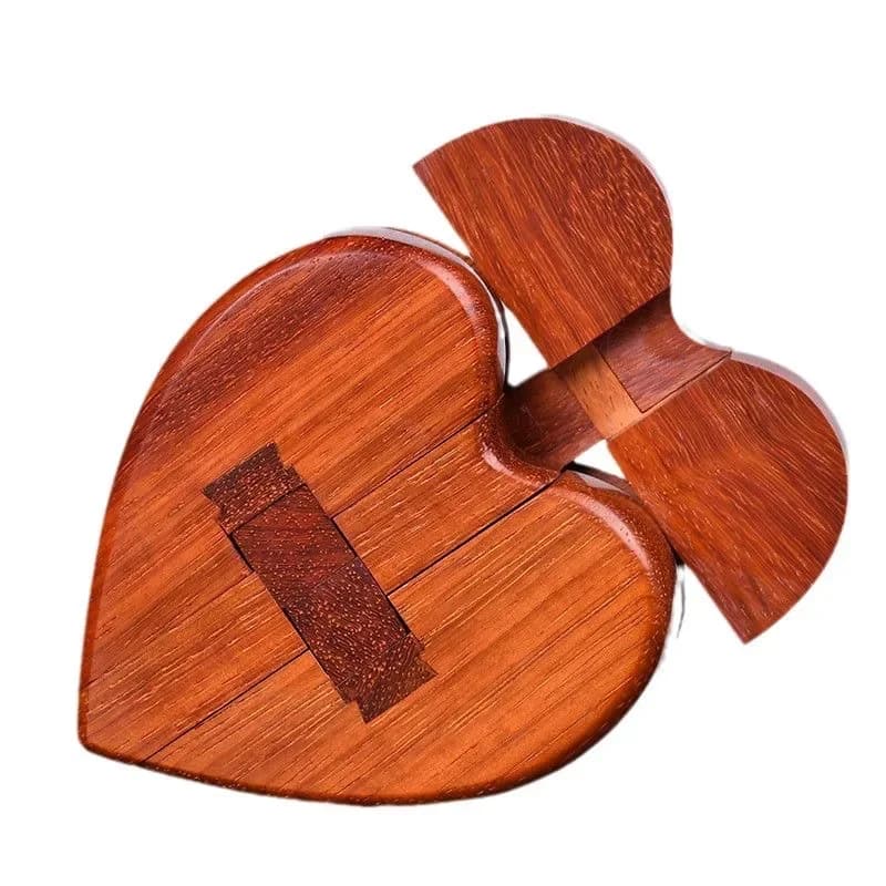 Heart-shaped  mahogany Luban lock