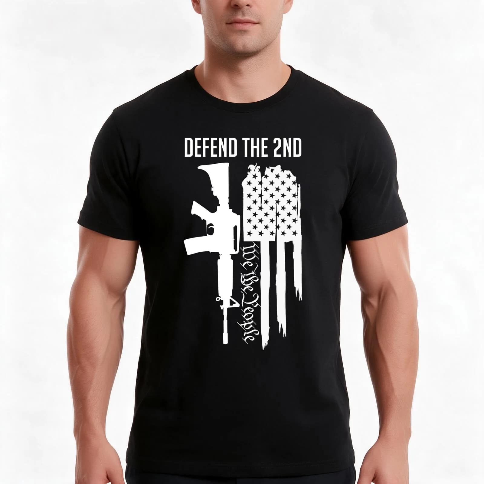Defend The Second 2nd Amendment Pro Guns American Flag USA Patriotic Constitution T-Shirt, Summer Casual Cotton Tee, 100% Cotton