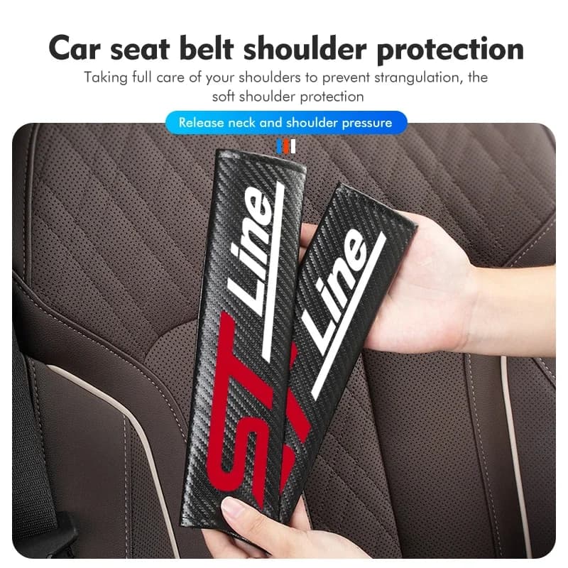 2pcs  Carbon Fiber Car Seatbelt Shoulder Cover Safety Protect Pad Accessories for Kuga Escape Edge EcoSport Explorer Bronco