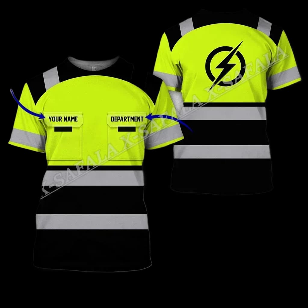 Custom Name Lineman Welder Trucker Mechanic Electrician Truck 3D Print T-shirt Men Top Tee Non-Workwear Cosplay Safety Uniform