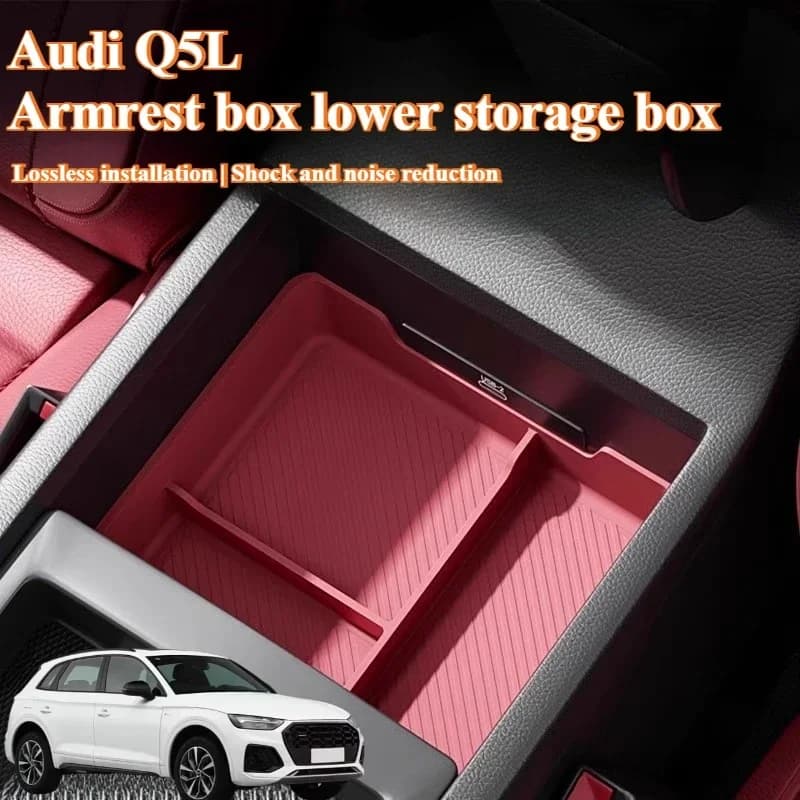 For Audi Q5 armrest box lower storage box 2018-2024 Q5/Q5sportback RSQ5 SQ5 silicone storage box car accessories interior
