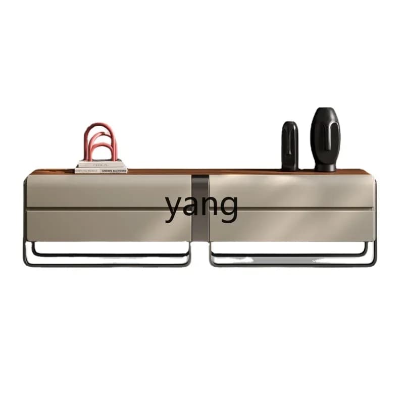 LTT TV Cabinet and Tea Table Combination Living Room Customization Simple Stainless Steel Solid Wood Walnut