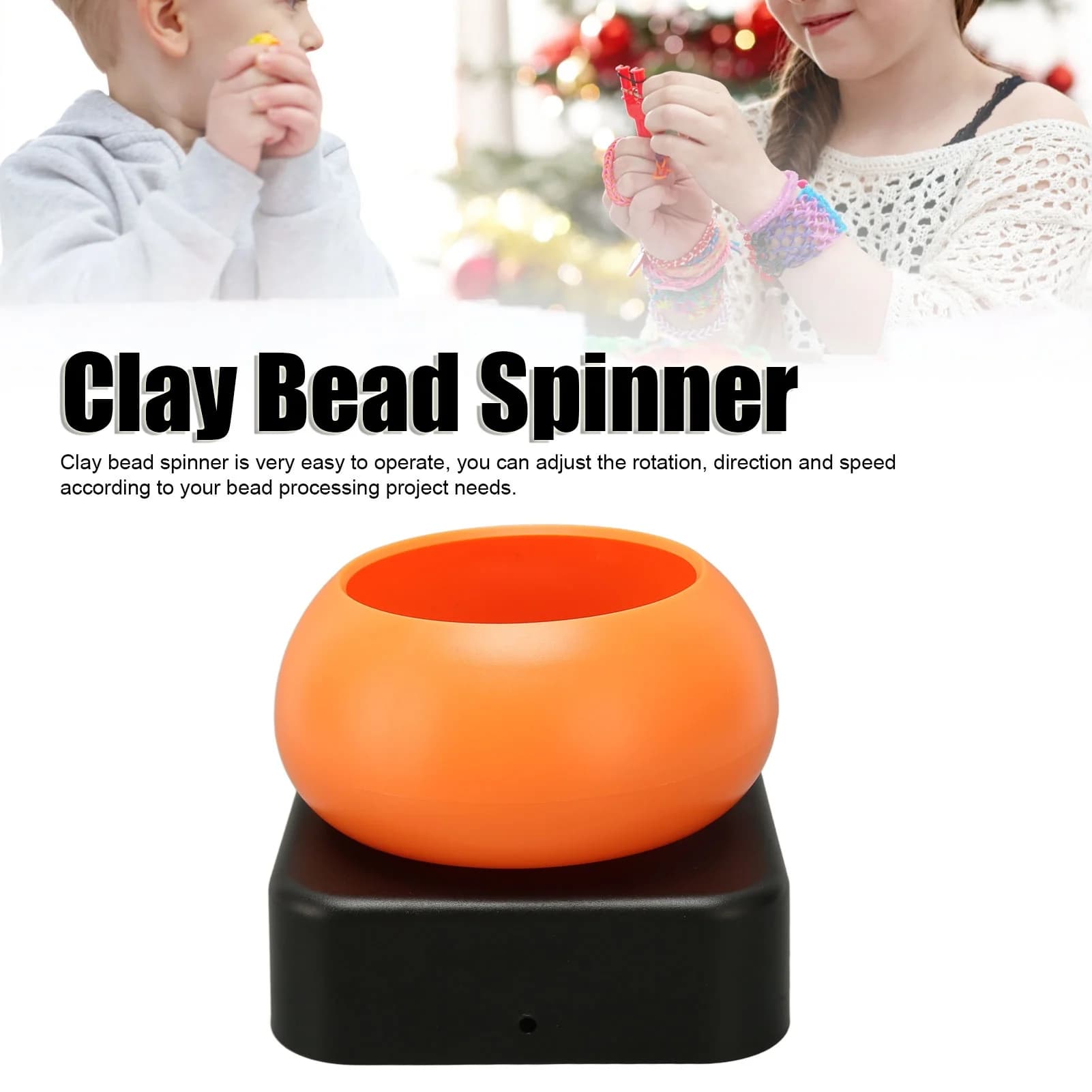 F9 Electric Bead Spinner for Jewelry Making Adjustable Speed USB Power Supply Forward Reverse Control Bead Spinner Orange