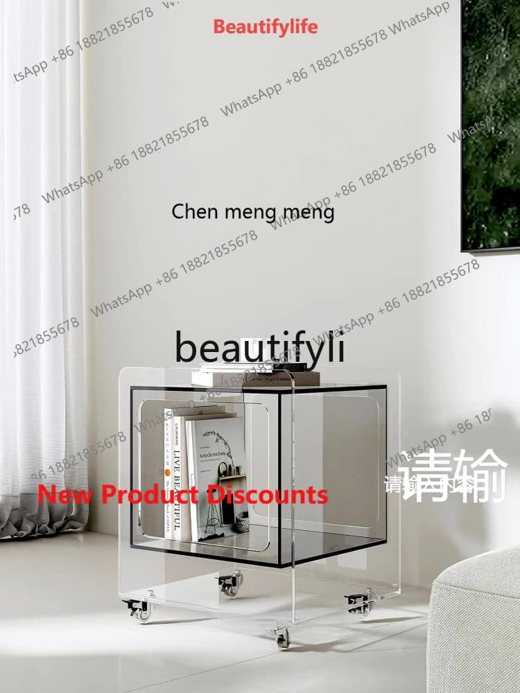 2003 Mobile Sofa Side Table Coffee Table Small Trolley Storage Rack for Home Use Bedside Table with Wheels Dining Cart