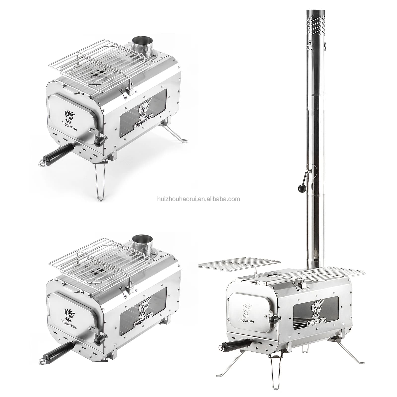 Camping Stainless Steel Portable Folding Outdoor Wood Burning Tent Stove Camping Grills Tent Sauna Stove With Pipe