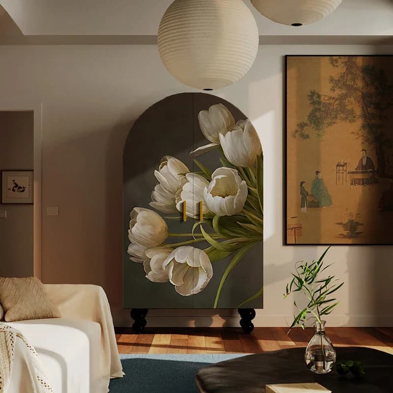 MJY Home Storage Storage Bedroom Tulip Living Room Corner Standing Cabinet