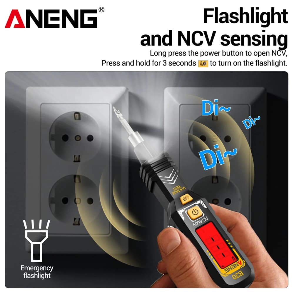 ANENG B20 Voltage Tester Pen Slotted/Phillips Screwdriver Intelligent AC 450V Smart Breakpoint Electric Power Outlet Instrument