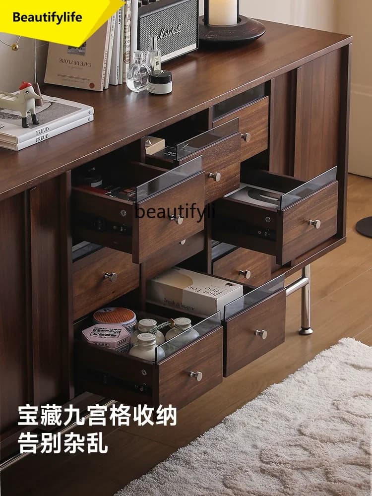 A57 Solid Wood Sideboard Cabinet Living Room Storage Bed End Storage Vintage Style Retro Low Cabinet