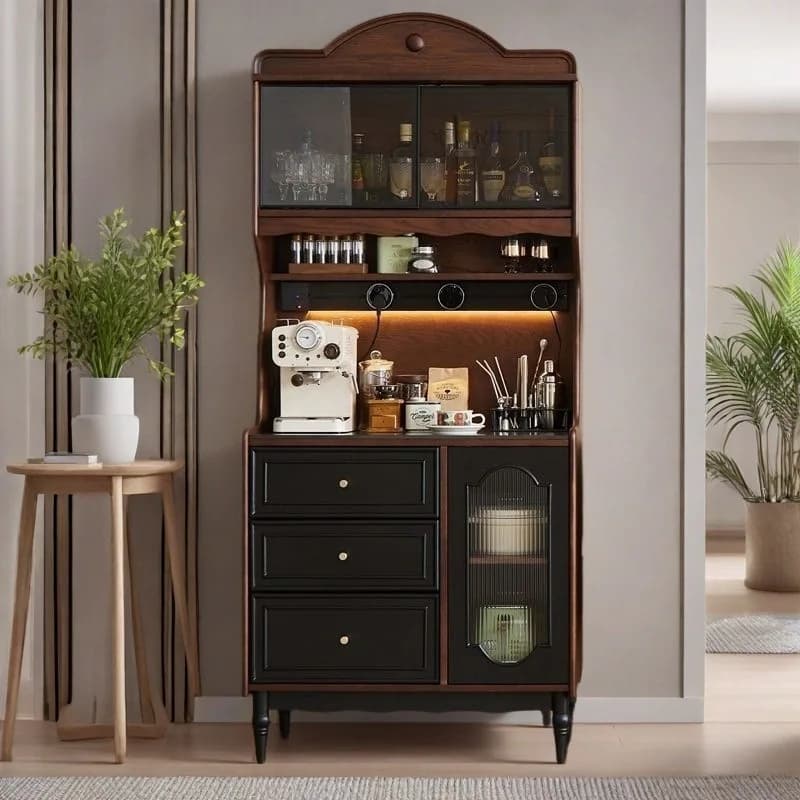 DSA retro solid wood dining side cabinet living room integrated dining room storage locker tea coffee wine cabinet