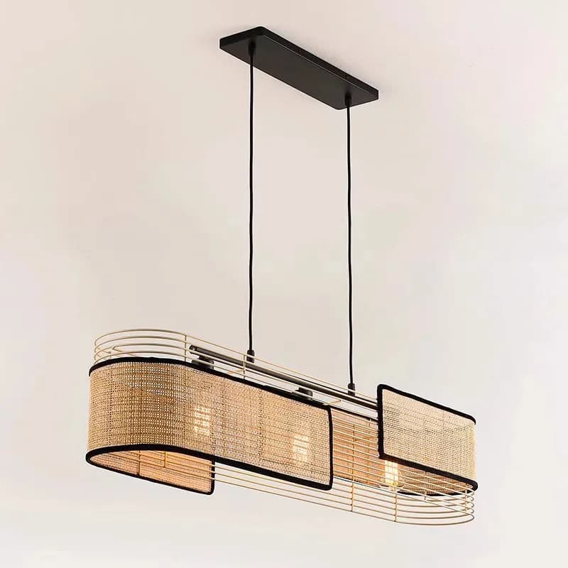 Retro wabi-sabi  a room zen dining table long rattan art lamps y