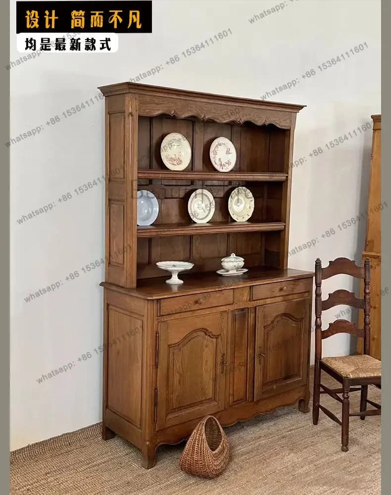 FG11Solid wood French retro wine cabinet ultra-thin high-end home photo studio second-hand sideboard