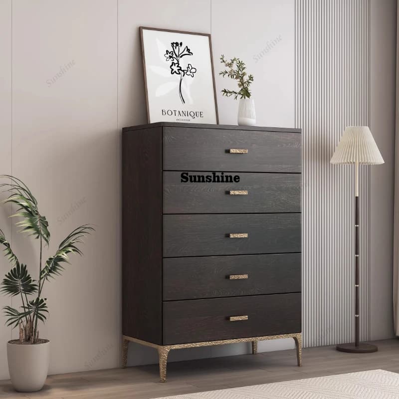 Nordic, solid wood side cabinet entrance, smoked, living room storage, storage, retro style
