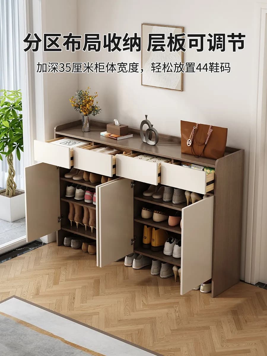 PYH new home door shoe cabinet home door wall integrated large capacity solid wood simple porch cabinet