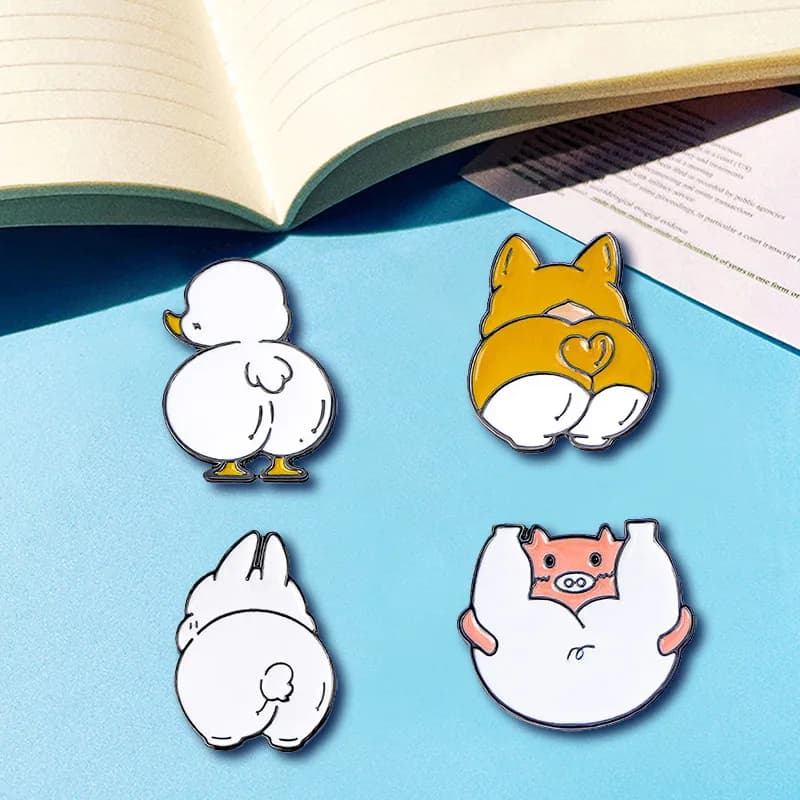 Creative Funny Cartoon Animal Brooch Cute Rabbit Duck Pig Design Children Badge Pin For DIY Clothing Hat Bags T-shirt Decoration