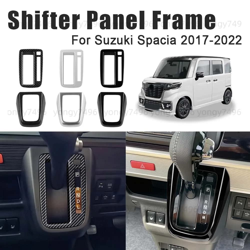 Car Upgrade Shifter Panel Frame For Suzuki Spacia 2017 2018 2019 2020 2021 2022 Silver Black Carbon Fiber Decoration Styling