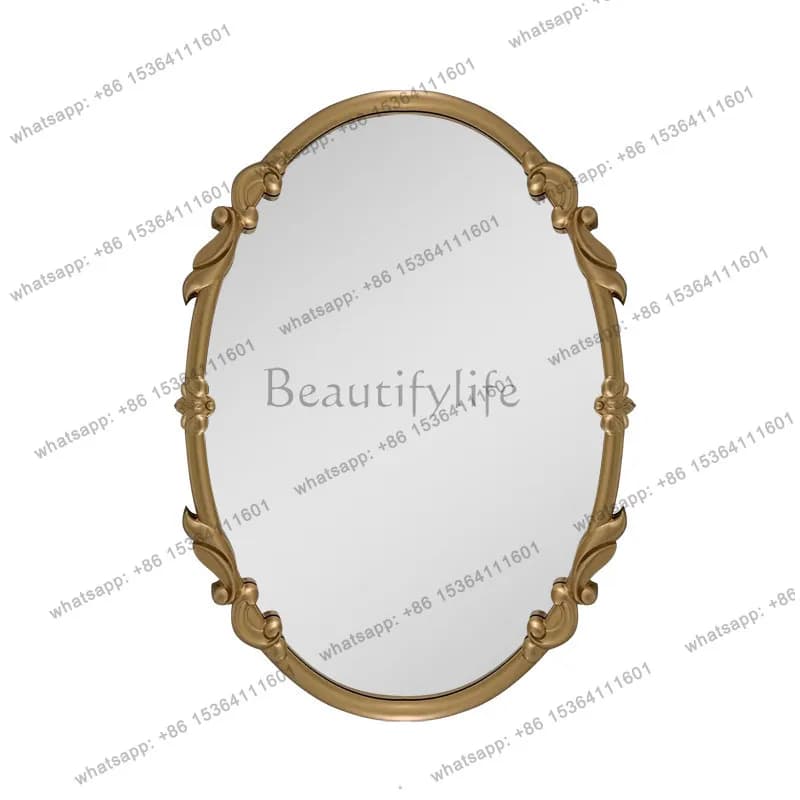 PG French carved bathroom mirror wall mounted smart bathroom European oval bathroom defogging mirror