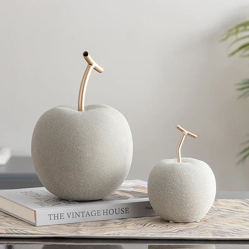 Figurines Creative Ceramic Apple Sculpture Decoration TV Cabinet Home Decor Apple Ornaments Abstract Decor Statue Abstract Decor