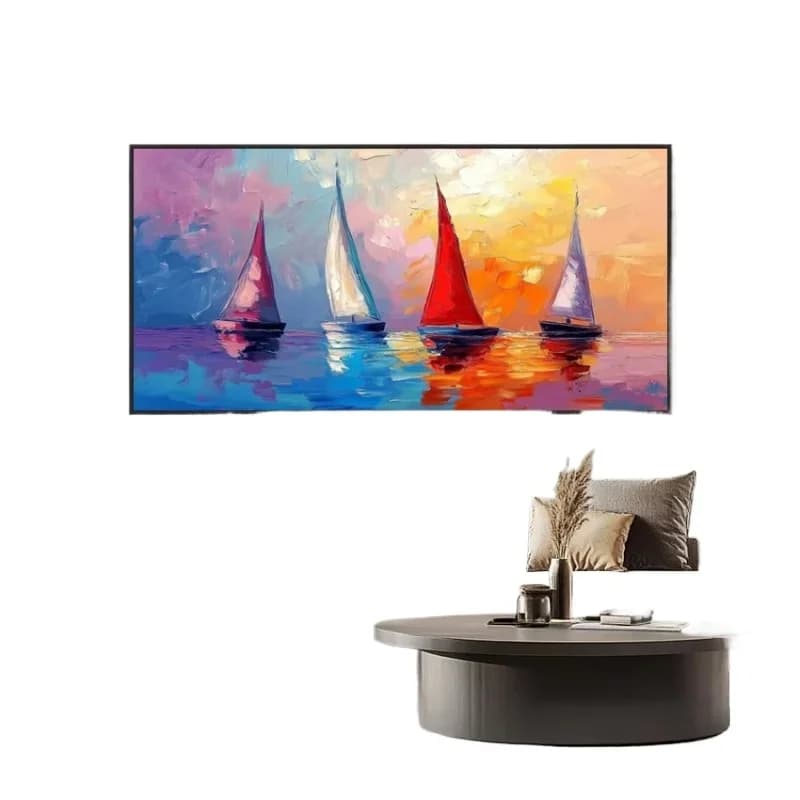 Horizontal handmade modern ocean-going ship seascape abstract oil painting ship 3D wall art decoration