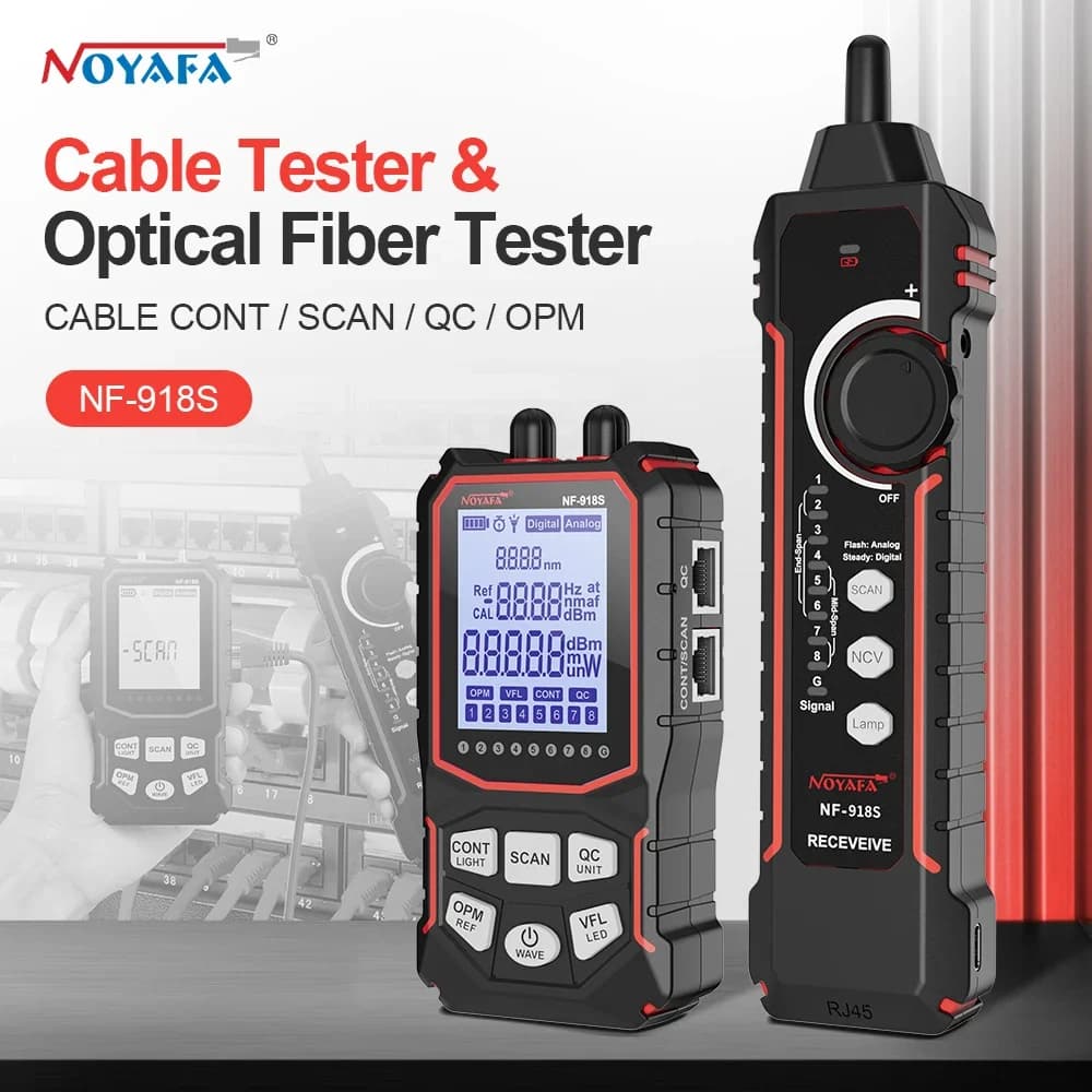 Noyafa NF-918S Network Cable Tester LCD Display Cable Tracker PoE Checker Optical Power Meter Visual Fault Locator Network Tools